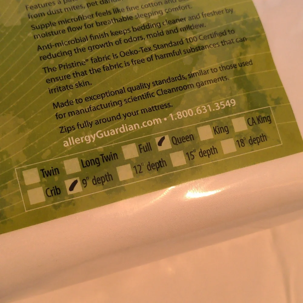Allergy Guardian Queen Mattress Cover Dust Mite cover White color